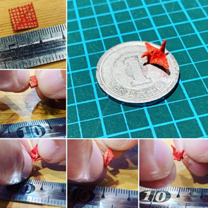 1cmの紙で折り鶴を指だけで折ってみよう！