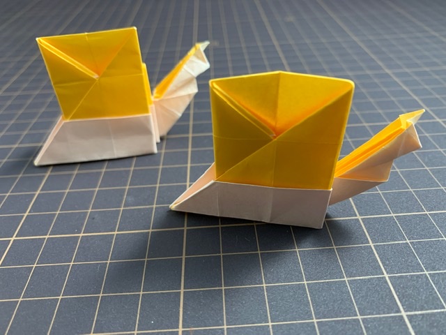 カタツムリの折り紙創作しました！